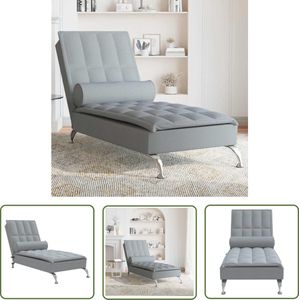 The Living Store Chaise Longue Massagestoel - 138 x 56 x 75 cm - Lichtgrijs - Massage Stoel - Relaxstoel - Loungestoel - Fauteuil - Comfort