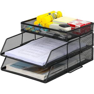 Stapelbare Document Organizer - kantoororganisatie - 1 stuks - Zwart - Mesh
