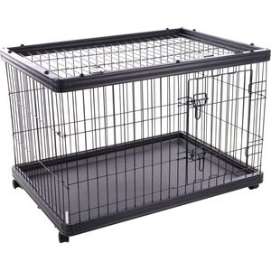 HONDENBENCH KENNEL OP WIELEN PASY ZWART 97.5 x 69 x 66.5cm