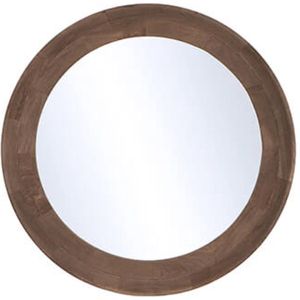 Spiegel - wandspiegel - ronde spiegel - bruin hout - dikke houten gladde rand - by Mooss - rond 68cm
