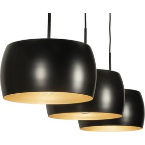 Lumidora Hanglamp 74703 - ZWEEDS - 3 Lichts - E27 - Zwart - Goud - Metaal