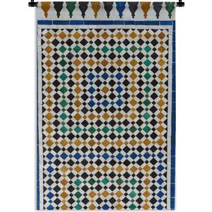 Wandkleed Marokkaanse mozaïek - Een Marrokkaanse mozaïek wat op een soort van doolhof lijkt Wandkleed katoen 90x135 cm - Wandtapijt met foto