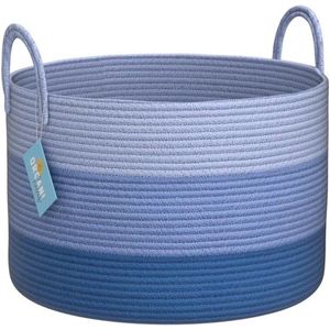 3-getinte katoenen touw opbergmanden voor was- en dekens (50x33cm), 3-Tone Blauw