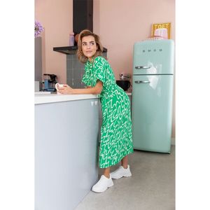 TwoDay lange dames blousejurk groen met print - Maat S