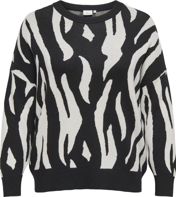 ONLY CARMAKOMA CARMONTANA LS JQ LOOSE O-NECK KNT Dames Trui - Maat L