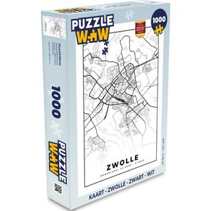 Puzzel Kaart - Zwolle - Zwart - Wit - Legpuzzel - Puzzel 1000 stukjes volwassenen