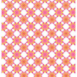 Inpakpapier Flowers Roze Oranje- Breedte 70 cm - 200m lang