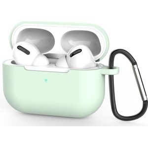 Beschermhoes met riemclip voor Apple Airpods Pro - Licht Groen - Siliconen case geschikt voor Apple Airpods Pro