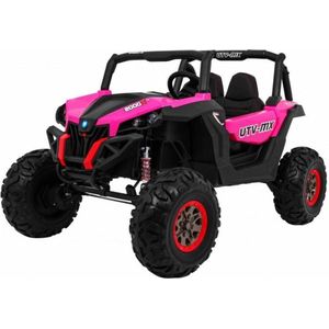 UTV-MX 2-Persoons buggy | Elektrische kinderauto | Accu auto kind 24V 4×4, Rubberen banden, Leren zitjes en Afstandsbediening (Roze)
