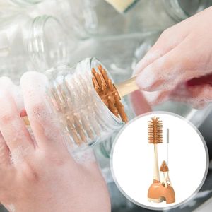 Silicone Water Bottle and Straw Brush Cleaning Set - Baby Bottle Straw Cleaner Brush - Nipple Cleaner Straw Brush - Includes Drying Rack Stand - Multifunctional Bottle Cleaning Kit for Count .