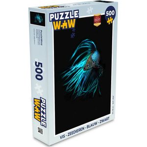Puzzel Vis - Zeedieren - Blauw - Zwart - Legpuzzel - Puzzel 500 stukjes