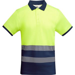 Technisch hoog zichtbaar / High Visability polo shirt met korte mouwen Geel / Donker Blauw model Atrio maat M
