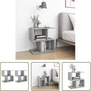 The Living Store Nachtkastjes - Spaanplaat - 50 x 30 x 51.5 cm - Betongrijs - Set van 2