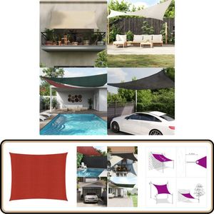 vidaXL Zonnezeil - 4x4 m - Rood - HDPE - UV-bestendig Zonnezeil - Schaduwdoek - Uv-bescherming - Tuinzomer - Buitendecoratie