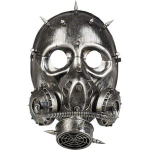 Steampunk gasmasker (metal look grijs)