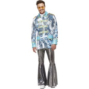 Smiffy's - Elton John Kostuum - Blauwe Psychedelische Jas Elton Man - blauw - Large - Carnavalskleding - Verkleedkleding