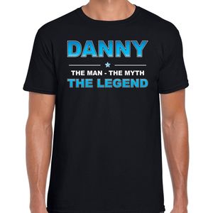 Naam cadeau Danny - The man, The myth the legend t-shirt zwart voor heren - Cadeau shirt voor o.a verjaardag/ vaderdag/ pensioen/ geslaagd/ bedankt XXL