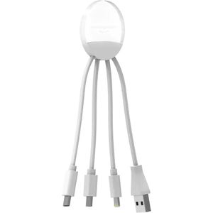 Xoopar - ""Ilo Octopus"" Multi-kabel Wit- Multikabel - Multiconnector - USB-C en USB - USB-C en micro-USB - Universeel