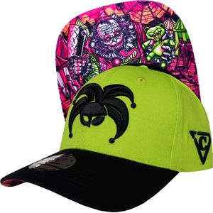 Capiche® Baseball Pet Heren – Carnival Clown – Neongroen & Zwart – Verstelbaar met Druksluiting – Sportcap – Curved Pet – Clown Pet