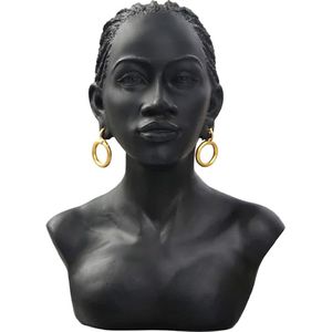 Zwarte Afrikaanse damesbustebeelden, modern decor, Afro-Amerikaanse buste, hars, Afro-Amerikaanse figuren, Afrikaanse kunstbuste, geschikt voor woonkamerdecoratie