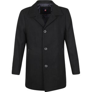 Suitable - Geke Coat Wolmix Uni Zwart - Heren - Maat 52 - Modern-fit