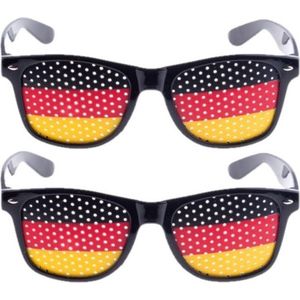 2x stuks zwarte Duitsland vlag bril voor volwassenen - Supporters verkleed accessoires