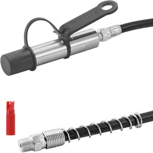 VEVOR Vetspuitkoppeling, Model TH-46-7, Verenstaal en #45 Staal Constructie, Max. Druk 10.000 PSI, NPT 1/8-27, Gewicht 0,21kg, Afmetingen: 16 x 90 mm, Geschikt Voor Handmatige, Elektrische en Pneumatische Vetspuiten