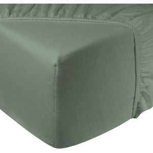 DoubleDry Hoeslaken Flanel 100% Zacht Katoen - Tweepersoons 140x200 cm - Rondom Elastiek - Oud Groen