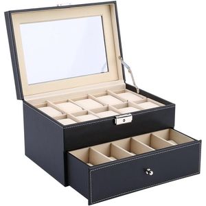 Roterende Lederen Horlogedoos voor Sieradencollectie Organisatie