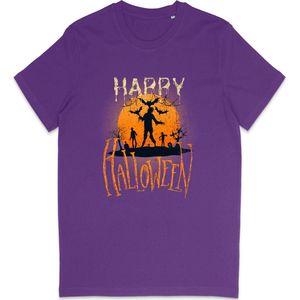 T Shirt Meisjes Jongens - Halloween Print - Paars - Maat 152