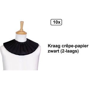 10x Kraag crêpe-papier zwart (2-laags) - Sint en Piet thema feest party 5 december Sinterklaasfeest