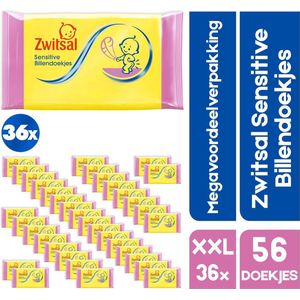 XXL megavoordeelverpakking 36 x 57 | Zwitsal Sensitive billendoekjes | 36 x 57 billendoekjes Zwitsal Sensitive voor Baby | voordeelverpakking