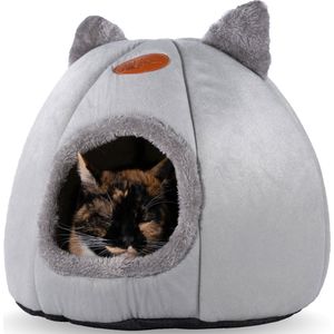 Kattenmand-hondenmand-kattenhuis voor katten en kleine honden-cat bed-zachte verwarmde kattenbed voor binnen- inclusief kattenhalsband