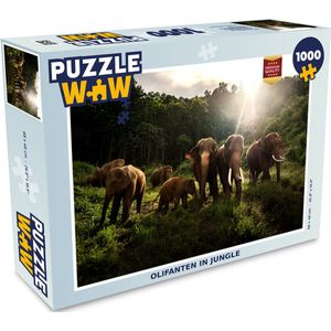 Puzzel Bos - Olifanten - Licht - Legpuzzel - Puzzel 1000 stukjes volwassenen