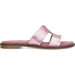 Manfield - Dames - Roze metallic slippers - Maat 36