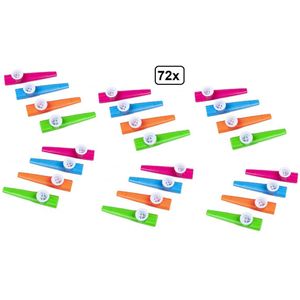 72x Kazoo muziekinstrument assortie kleuren - Kazoo Muziek festival thema feest party fun