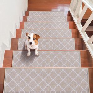 Set van 15 traptreden antislip 712 x 228 cm - machinewasbaar - geluidsabsorberend - veiligheid ouderen kinderen honden - bruin