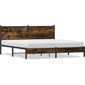 vidaXL - Bedframe - zonder - matras - metaal - gerookt - eikenkleurig - 180x200 - cm