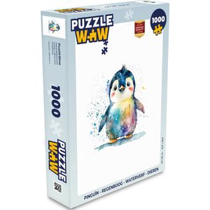 Puzzel Pinguïn - Regenboog - Waterverf - Dieren - Kinderen - Legpuzzel - Puzzel 1000 stukjes volwassenen