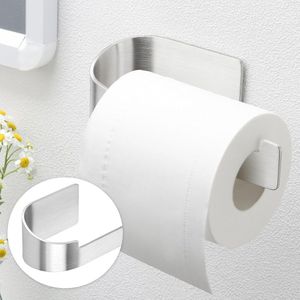 Toiletrolhouder zonder boren - toiletrolhouder zelfklevende toiletrolhouder roestvrijstalen toiletrolhouder voor keuken en badkamer zilver