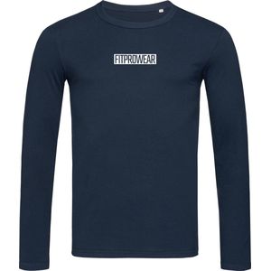 FitProWear Crewneck  / Shirt lange mouwen Heren  - Donkerblauw - Maat XL -Slim Fit Shirt - Sweater - T-Shirt met lange mouwen - T-Shirt Slim Fit - Crewneck heren - Crewneck Slim-Fit