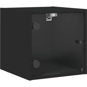 vidaXL-Nachtkastje-met-glazen-deur-35x37x35-cm-zwart