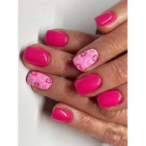 24 vierkante kunstnagels in 12 maten voor Valentijnsdag met Press-on nagelset