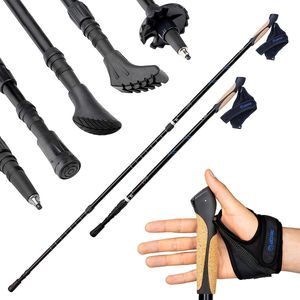 Wandelstokken Click & GO trekkingstokken met schokdemping, Nordic Walking-stok, verstelbaar en super licht, 69-136 cm, incl.