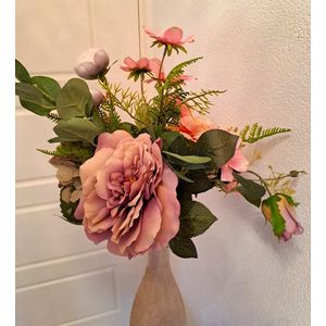 Zijden bloemen, kunstbloemen, nepbloemen, boeket Lila rose oud rose