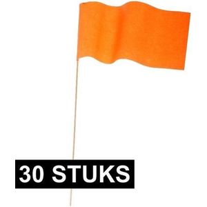 30x Oranje papieren zwaaivlaggetje - Holland supporter/Koningsdag feestartikelen