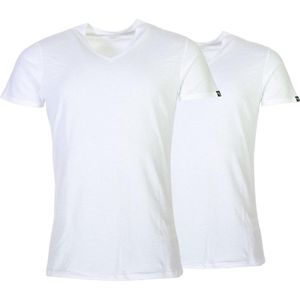 PUMA Basic Heren t-shirt V-Neck 2-pack - Wit - Maat M