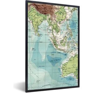 Fotolijst incl. Poster - Wereldkaart - Antiek - Indonesië - 80x120 cm - Posterlijst
