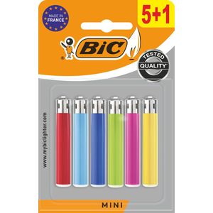 BIC J25 Mini Vuursteenaansteker - Pak van 6 aanstekers