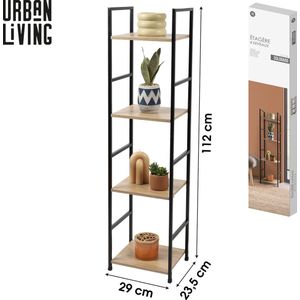 Urban Living Smalle etagère kast 4 planken - Opbergkast open - Boekenkast met 4 lagen